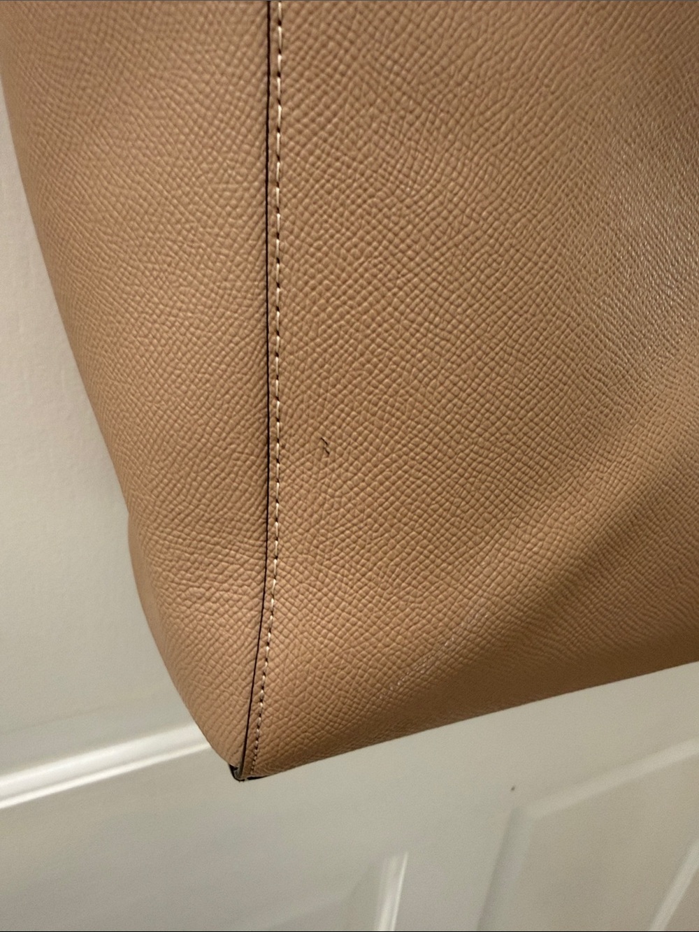 Coach Taupe Leather Tote with Turn-Lock Accent - Picture 6 of 11